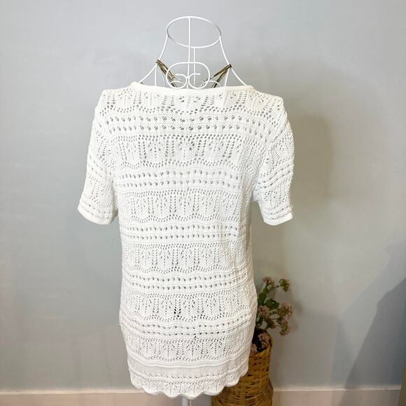 Cute vintage y2k white cinched crochet babydoll bolero blouse top - Picture 6 of 7
